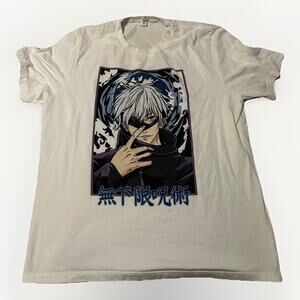 Jujutsu Kaisen Satoru Gojo Infinity Cream Graphic T-Shirt Size 2XL Anime